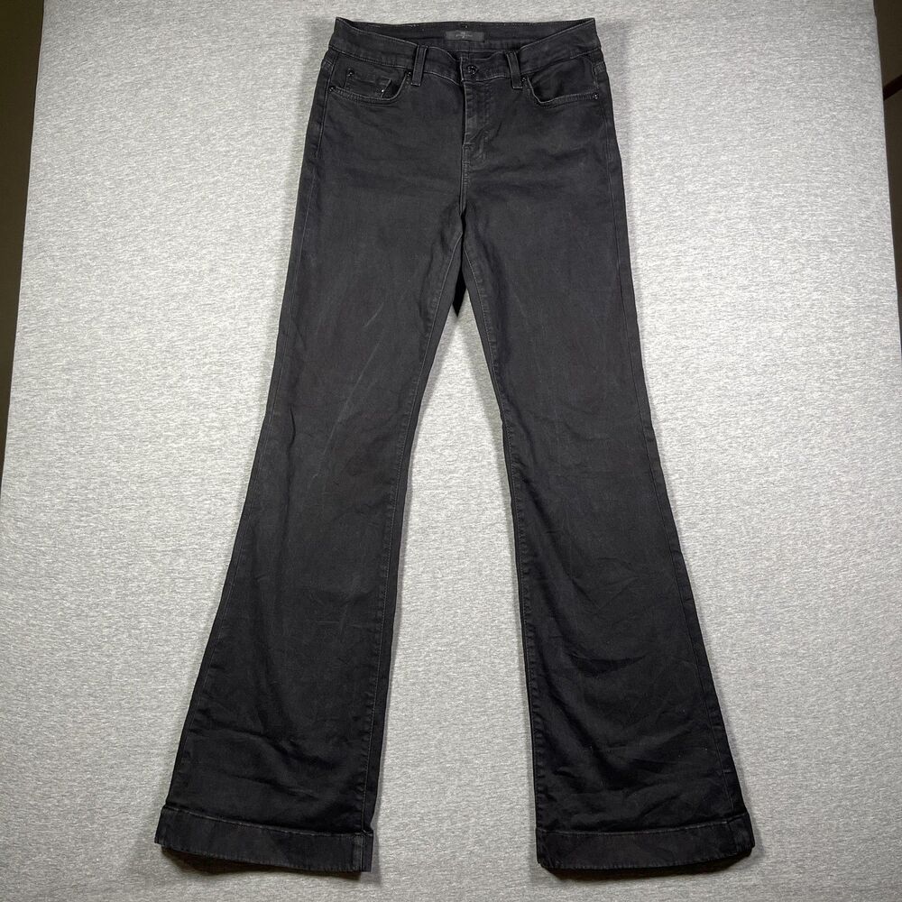 7 For All Mankind Black Wide Leg Flare Jeans